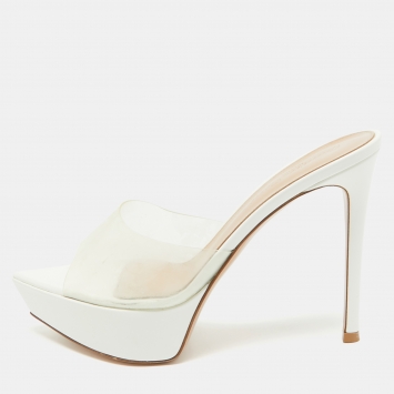 Pre Owned Gianvito Rossi Transparent PVC Slide Sandals Size 37.5