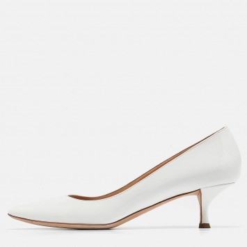 Pre Owned Sergio Rossi White Patent Leather Pointed Toe Pumps Size 40.5