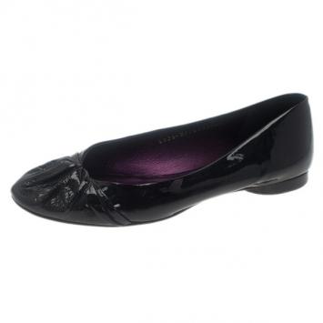 Pre Owned Gina Black Patent Ballet Flats Size 40