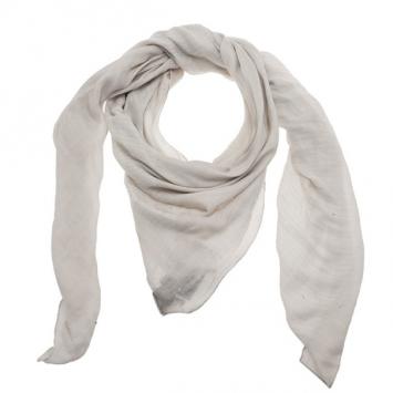 Pre Owned Giorgio Armani Beige Striped Logo Printed Silk Blend Scarf