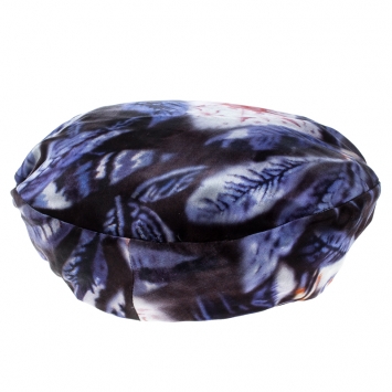 Pre Owned Giorgio Armani Multicolor Abstract Leaf Print Silk Satin Beret L