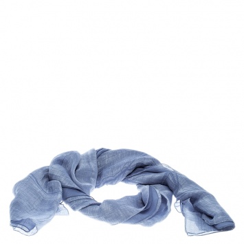 Pre Owned Giorgio Armani Blue Double Faced Linen and Silk Scarf 