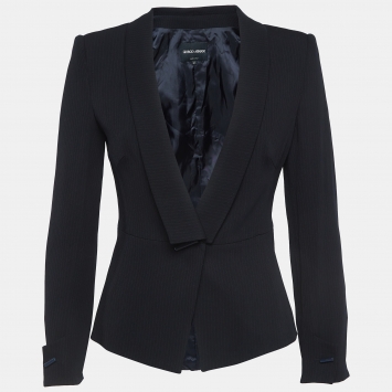 Pre Owned Giorgio Armani Navy Blue Pinstripe Gabardine Blazer M
