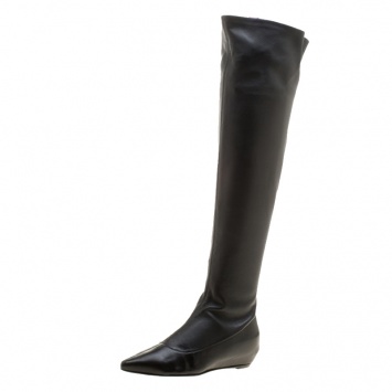 مملوكة مسبقًا Giuseppe Zanotti Black Leather Pointed Toe Wedge Over the Knee Boots Size 36