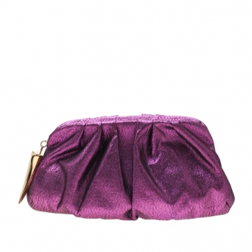 Pre Owned Giuseppe Zanotti Purple Metallic Jacquard Fabric Shark Tooth Clutch