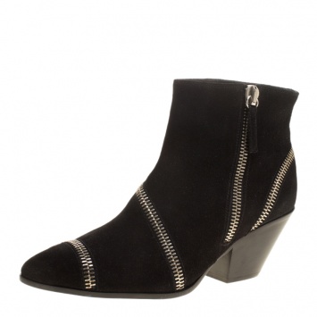 Pre Owned Giuseppe Zanotti Black Suede Guns 55 Zip Detail Ankle Boots Size 40