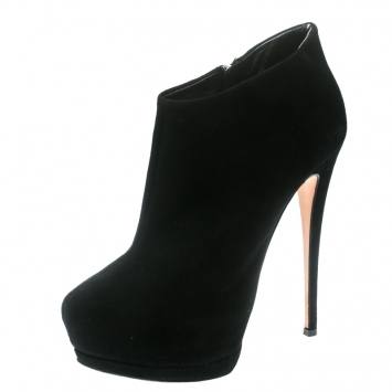 مملوكة مسبقًا Guiseppe Zanotti Black Suede Leather Platform booties 38