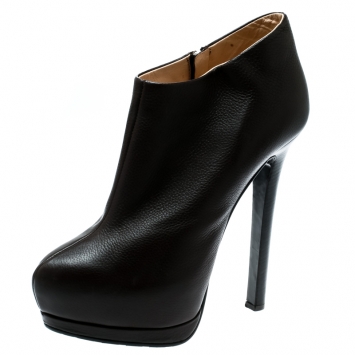 مملوكة مسبقًا Giuseppe Zanotti Brown Leather Platform Booties Size 38