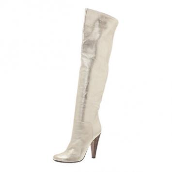 Pre Owned Giuseppe Zanotti Gold Metallic Leather Over the Knee Boots Size 39