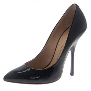 Pre Owned Giuseppe Zanotti Black Patent Pointed Toe Pumps Size 37.5