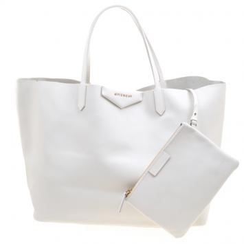 Pre Owned Givenchy Off White Leather Large Antigona Shopping Tote