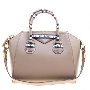 Pre Owned Givenchy Grey Leather Small Antigona Satchel
