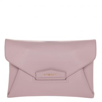 Pre Owned Givenchy Purple Grained Goatskin Leather Antigona Envelope Clutch