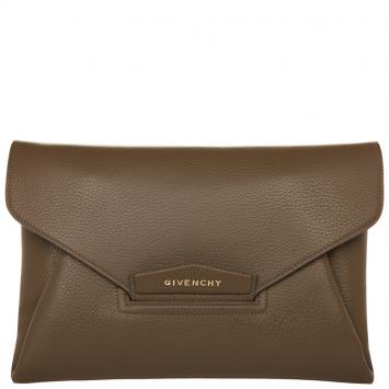 Pre Owned Givenchy Brown Leather Antigona Envelope Clutch