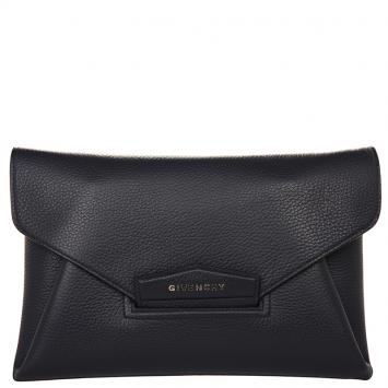 Pre Owned Givenchy Navy Blue Leather Antigona Envelope Clutch