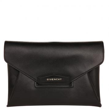 Pre Owned Givenchy Nero Leather Antigona Envelope Clutch