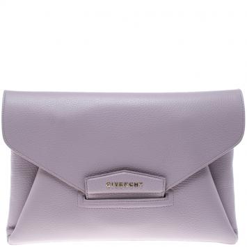 Pre Owned Givenchy Lilac Leather Medium Envelope Antigona Clutch