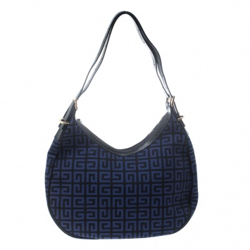 Pre Owned Givenchy Blue Signature Canvas Hobo