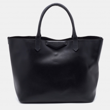 Pre Owned Givenchy Black Leather Antigona Whipstitch Handle Tote 