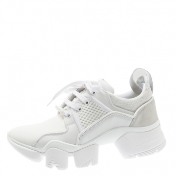 Pre Owned Givenchy White Leather And Neoprene Fabric Jaw Low Sneakers Size 37