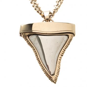 Pre Owned Givenchy Shark Tooth Pendant Gold Tone Chain Necklace