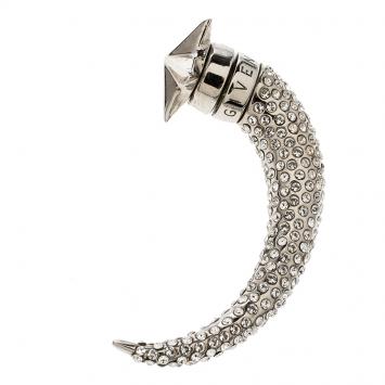 Pre Owned Givenchy Star Shark Tooth Crystal Embellished Silver Tone Single Stud Earring