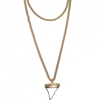 Pre Owned Givenchy Shark Tooth Pendant Gold Tone Double Chain Necklace