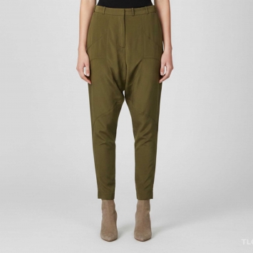 Pre Owned Givenchy Olive Green Silk Harem Pants M