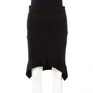 Pre Owned Givenchy Black Stretch Knit Asymmetric Hem Techno Cady Skirt M