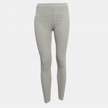 Pre Owned Givenchy Grey Patterned Knit Leggings S