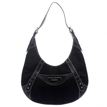 Pre Owned Givenchy Black Canvas Signature Hobo