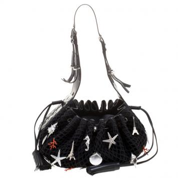Pre Owned Givenchy Black Mesh and Canvas Pumpkin Bucket Bag