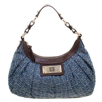 Pre Owned Givenchy Blue/Brown Monogram Canvas Hobo