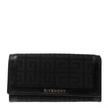 Pre Owned Givenchy Black Fabric Signature Long Wallet