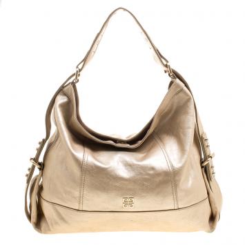 Pre Owned Givenchy Metallic Gold Leather Hobo