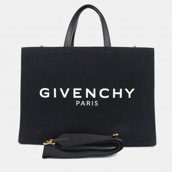 مملوكة مسبقًا Givenchy Black Canvas Canvas G Tote Bag Medium