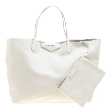 Pre Owned Givenchy Off White Leather Large Antigona Shopping Tote