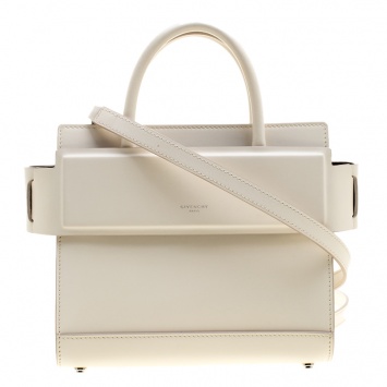 Pre Owned Givenchy Off White Leather Mini Horizon Crossbody Bag