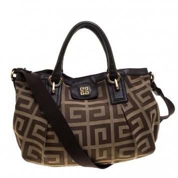 Pre Owned Givenchy Brown Monogram Canvas and Leather Satchel