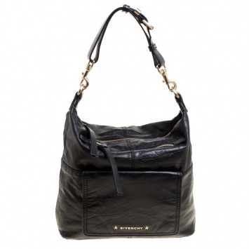 Pre Owned Givenchy Black Leather Hobo