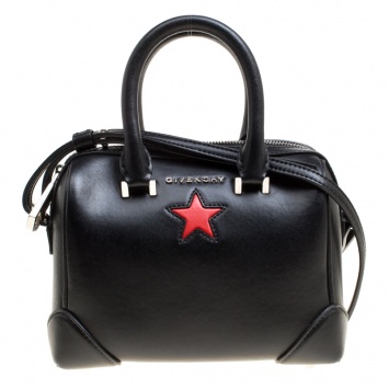 Pre Owned Givenchy Black Leather Lucrezia Star Bowler Bag
