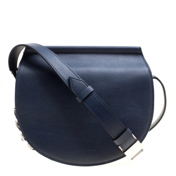 Pre Owned Givenchy Navy Blue Leather Mini Infinity Saddle Bag