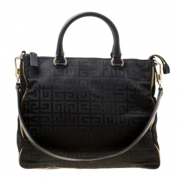 Pre Owned Givenchy Black Signature Nylon and Leather Top Handle Bag