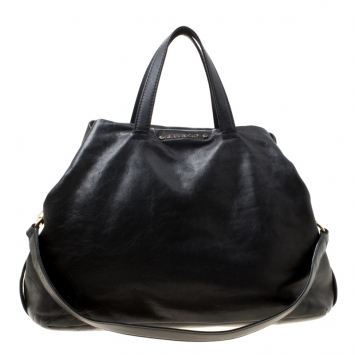 Pre Owned Givenchy Black Crackled Leather Top Handle Bag