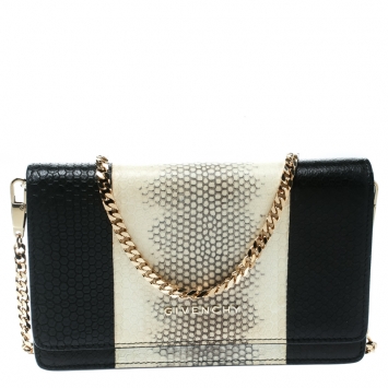 Pre Owned Givenchy Monochrome Python Embossed Leather Clutch 