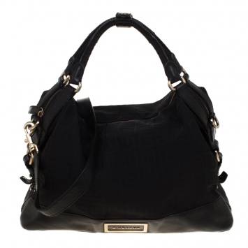 Pre Owned Givenchy Black Signature Canvas and Leather Top Handle Bag