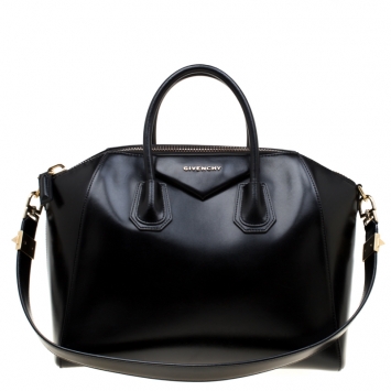 Pre Owned Givenchy Black Leather Antigona Top Handle Bag