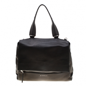 Pre Owned Givenchy Black Leather Pandora Flap Top Handle Bag