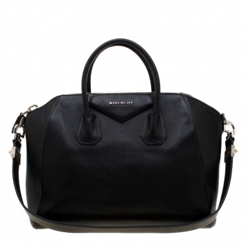 Pre Owned Givenchy Black Leather Antigona Top Handle Bag