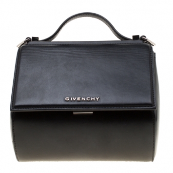 Pre Owned Givenchy Black Leather Mini Pandora Box Crossbody Bag